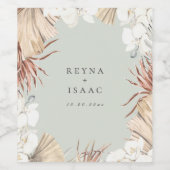 Boheemse Botanische Gepersonaliseerde Wijn Etiket (Enkel label)