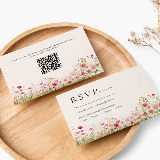 Boheemse botanische online QR-code bruiloft-RSVP RSVP Kaartje