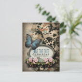 Boheemse botanische vlinder Paris vrijgezellenfees Aankondigingskaart (Staand voorkant)