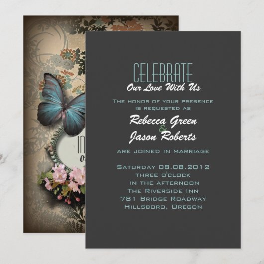 Boheemse botanische vlinder Paris vrijgezellenfees Kaart (Voorkant / Achterkant)