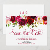 Boheemse Bourgondië Marsala Bloemstuk Save the Dat Date (Voorkant / Achterkant)
