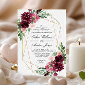 Boheemse Bourgondische Roos Bloemen Huwelijksuitno Kaart