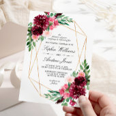 Boheemse Bourgondische Roos Bloemen Huwelijksuitno Kaart