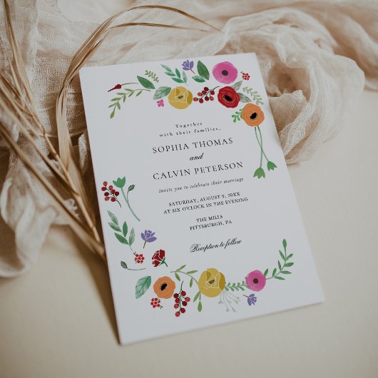 Boheemse bruiloft bloemenuitnodiging kaart