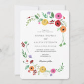 Boheemse bruiloft bloemenuitnodiging kaart (Voorkant)