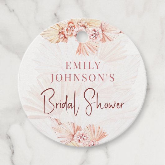 Boheemse Bruiloft Bridal Shower Boho Pampas Gras B Bedankjes Labels (Voorkant)