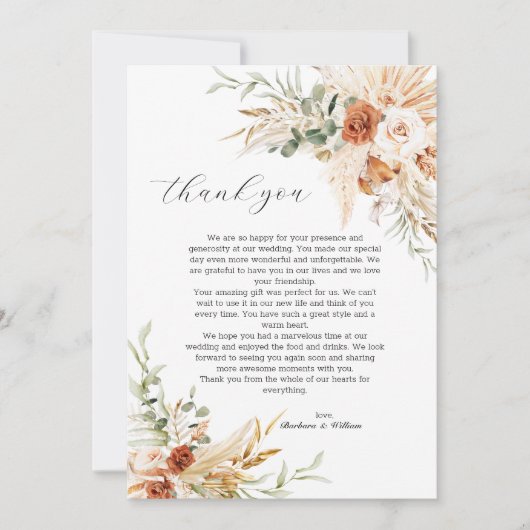Boheemse bruiloft dank u sjabloon. bedankkaart (Voorkant)