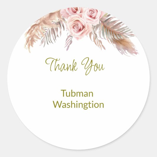 Boheemse bruiloft gunst klassieke rondes ronde sticker (Voorkant)