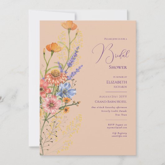 Boheemse bruiloft thema romantische wilde bloemen  kaart (Voorkant)