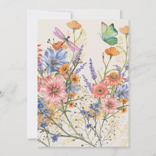 Boheemse bruiloft thema romantische wilde bloemen  kaart (Achterkant)