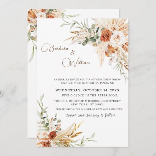 Boheemse bruiloft uitnodiging Kaart Sjabloon (Voorkant / Achterkant)