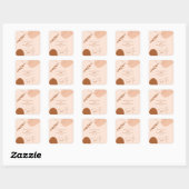 Boheemse Bruine Bruiloft Koppels Bedankt Vierkante Sticker (Vel)