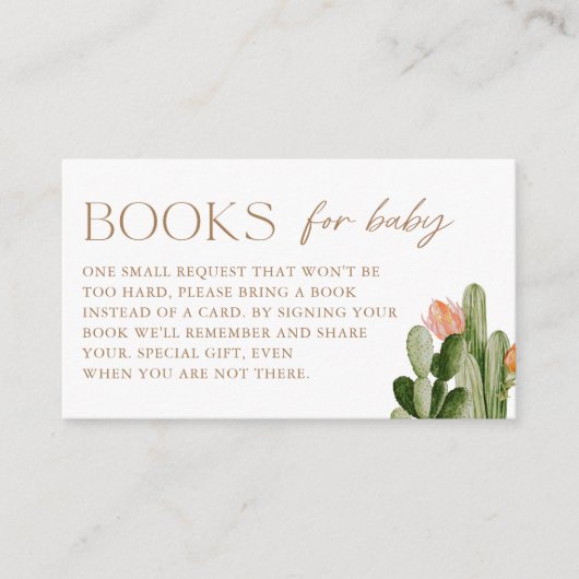 Boheemse Cactus Boeken voor Baby Inzet Informatiekaartje (Voorkant)