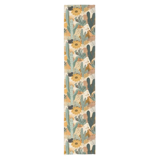 Boheemse Cactus en Bloemen Print Tafelloper (Voorkant)