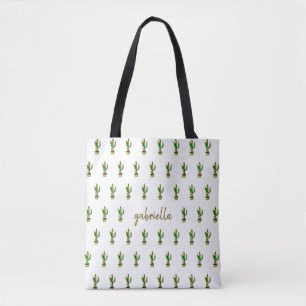 Boheemse Cactus met naam Tote Bag