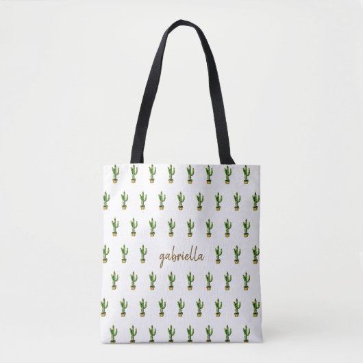 Boheemse Cactus met naam Tote Bag (Voorkant)