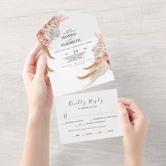 Boheemse Chic All In One Wedding Nodig Leverancier All In One Uitnodiging (Afscheurbaar)