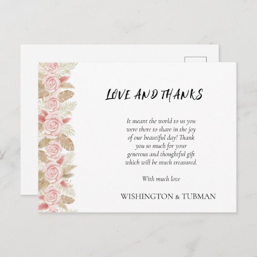 Boheemse Chic Bloemen bruiloft Dank u kaart (Voorkant / Achterkant)