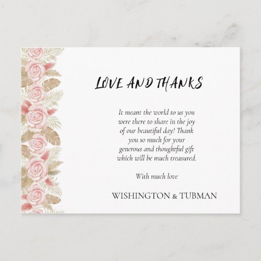 Boheemse Chic Bloemen bruiloft Dank u kaart (Voorkant)