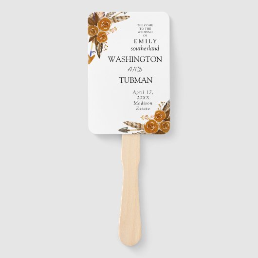Boheemse Chic Bloemen Huwelijk Hand Fan Handwaaier (Voorkant)