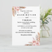 Boheemse Chic Bloemen Huwelijksuitnodiging Kaart (Staand voorkant)