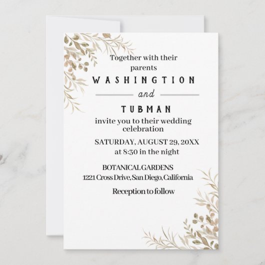 Boheemse Chic Bloemen Huwelijksuitnodiging Kaart (Voorkant)