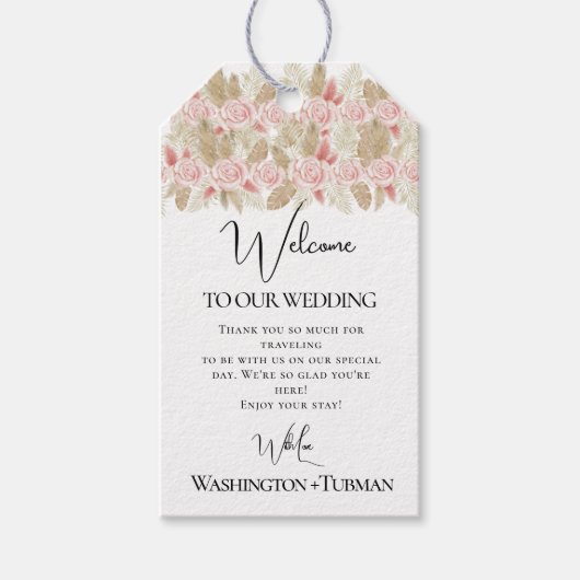 Boheemse Chic Bloemen Trouwcadeau Label Cadeaulabel (Voorkant)