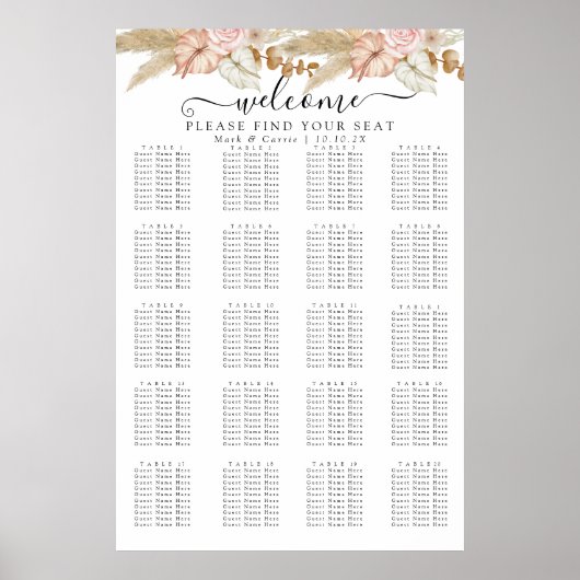 Boheemse Chic Bloemen Zitting Grafiek Poster (Voorkant)