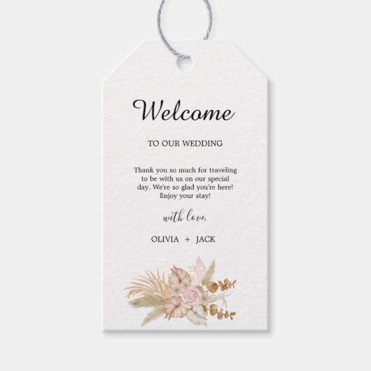 Boheemse Chic bloemenbruiloft Cadeaulabel (Voorkant)