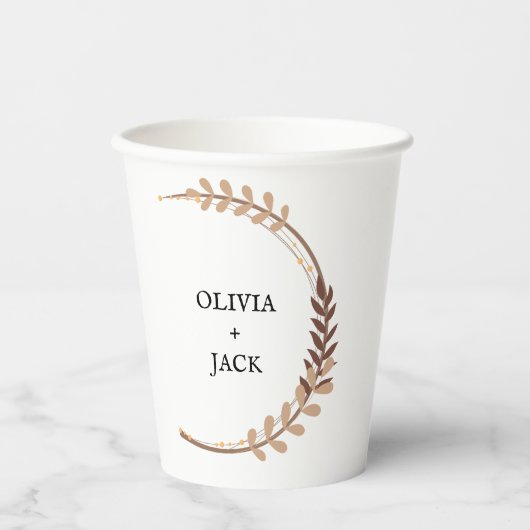 Boheemse Chic bloemenbruiloft Papieren Bekers (Voorkant)