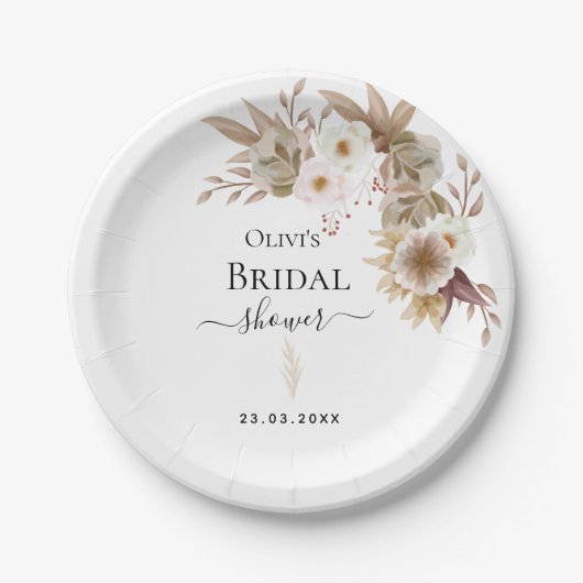 Boheemse Chic bloemenbruiloft Papieren Bordje (Voorkant)