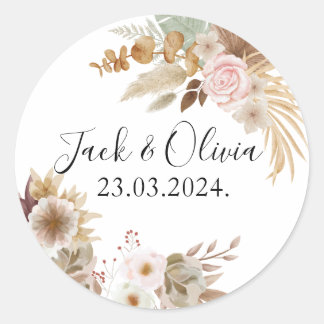 Boheemse Chic bloemenbruiloft Ronde Sticker