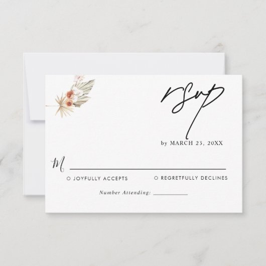 Boheemse Chic bloemenbruiloft RSVP Kaartje (Voorkant)