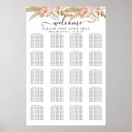 Boheemse Chic Bloemrijke Zitplaatskaart Poster