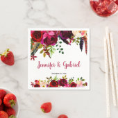 Boheemse Chic Bourgondië Marsala Floral Wedding Servet (Insitu)
