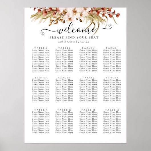 Boheemse Chic Terra Cotta bloemenbruiloft Poster (Voorkant)