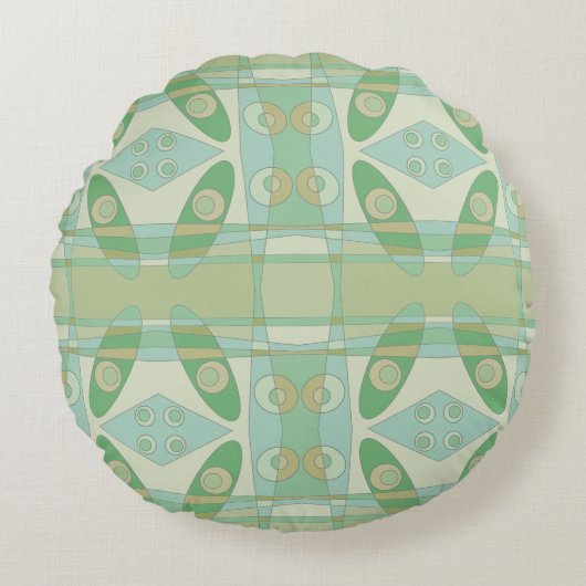 Boheemse Chintz Nieuwe Groene Olijf Rond Kussen (Voorkant)