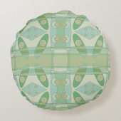 Boheemse Chintz Nieuwe Groene Olijf Rond Kussen (Achterkant)
