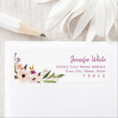 Boheemse chique Paarse bloemen retour adreslabels Etiket (Insitu)