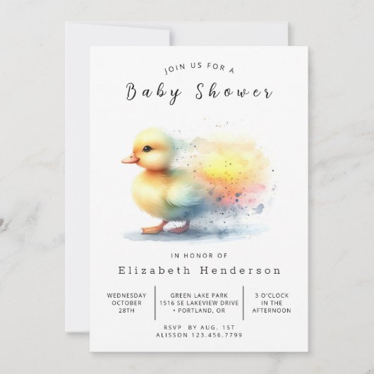 Boheemse Custom Duck Baby shower Kaart (Voorkant)