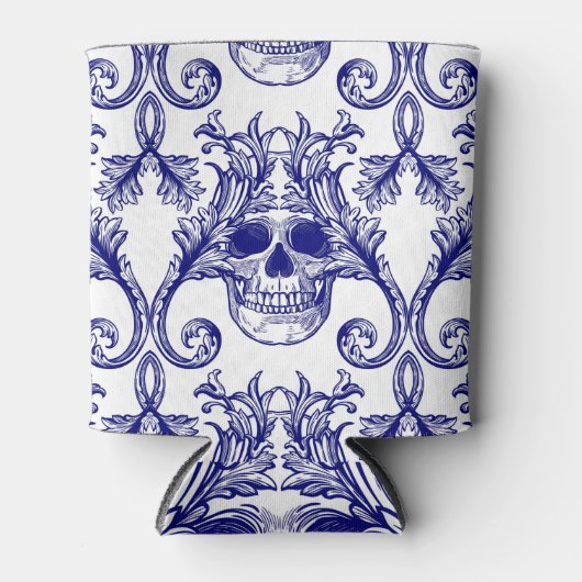 Boheemse damast, schedel naadloos ornament. blikjeskoeler (Voorkant)