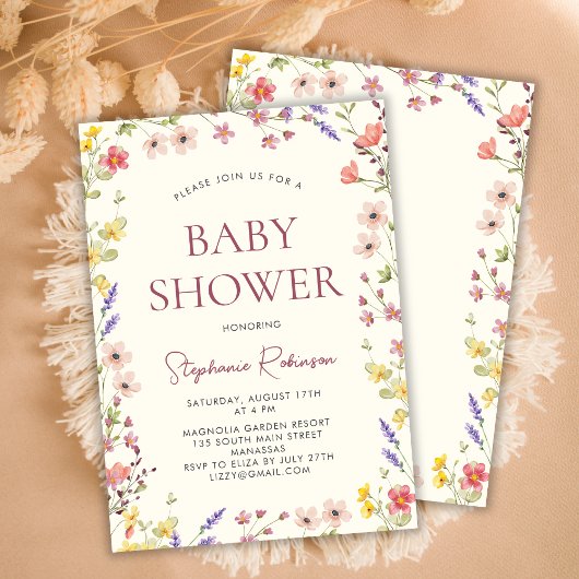 Boheemse delicate wilde bloem meisje Baby shower Kaart
