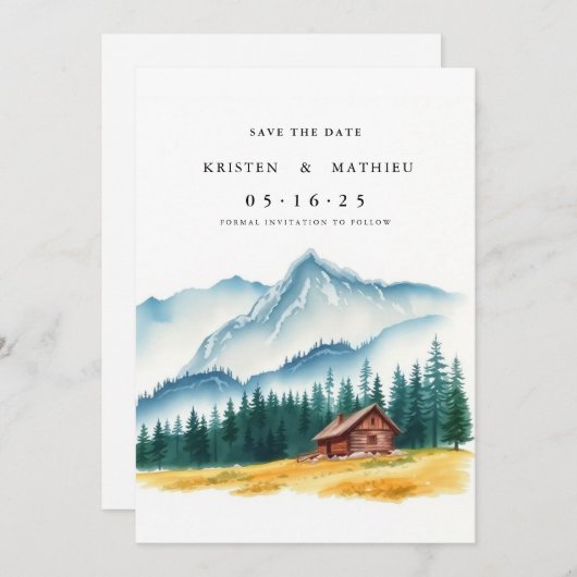 Boheemse digitale berg save the date (Voorkant / Achterkant)