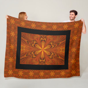  Boheemse Donker Gouden Ster Bloem Bloem Fleece Deken