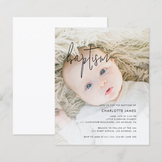 Boheemse doop foto uitnodiging (Voorkant / Achterkant)