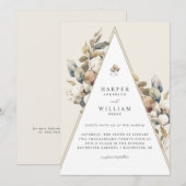 Boheemse driehoek katoen loof bruiloft kaart (Voorkant / Achterkant)