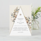 Boheemse driehoek katoen loof bruiloft kaart (Staand voorkant)