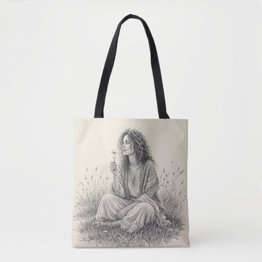Boheemse Droomer Potloodschets Tote Bag (Voorkant)