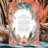 Boheemse Droomvanger en Veer Krans Bruiloft Kaart