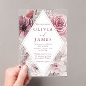 Boheemse Dusty Roos & Mauve Floral Wedding Acryl Uitnodigingen (Insitu (Draagbaar))